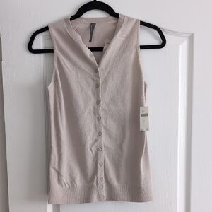 Anthropologie Sleeveless Sweater Tank Beige Button-Up Top
